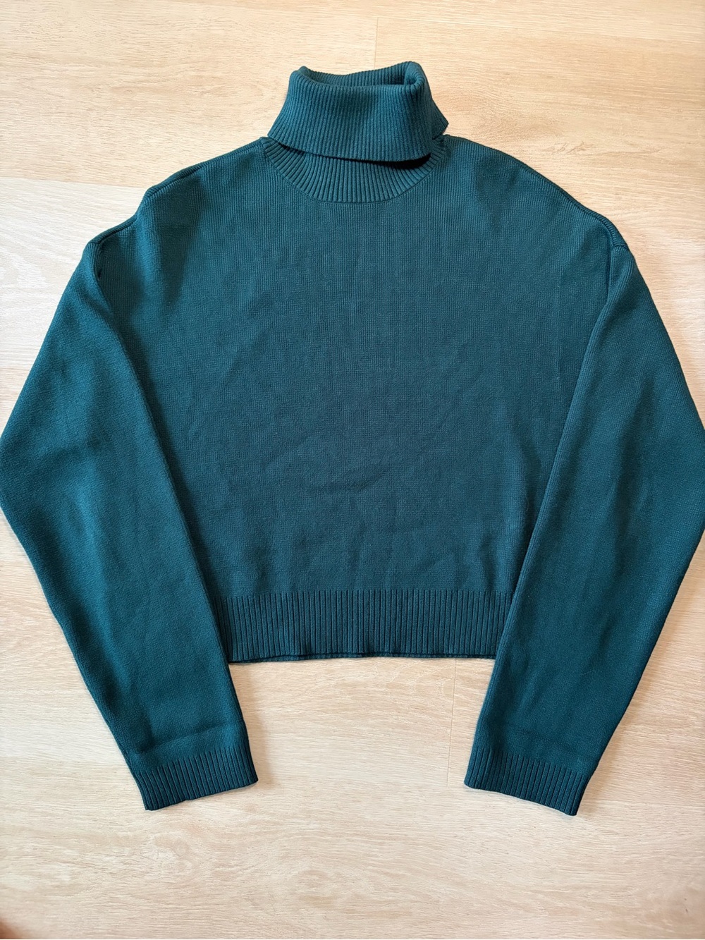 Dynamite Teal Relaxed Turtleneck Cropped Sweater Size S